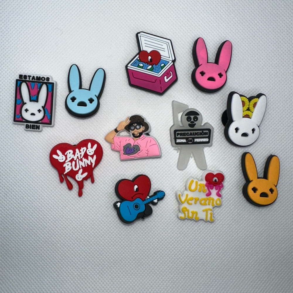 Bad Bunny–Inspired Shoe Charms – Music Theme – Set #3-11 Piece– New Without Tags